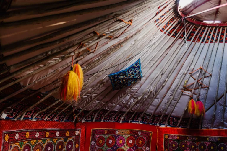 part of a ceiling of a traditional Kazakh tent with decoration