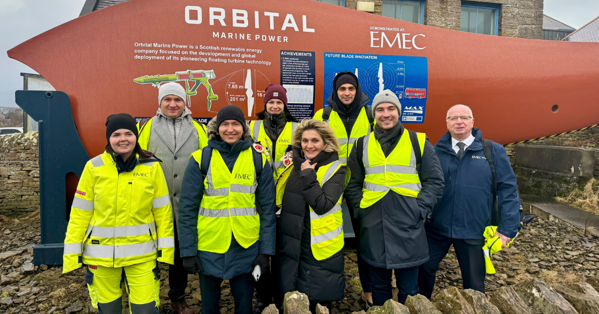 Fellows at the EMEC in Orkney wearing hi vis vests