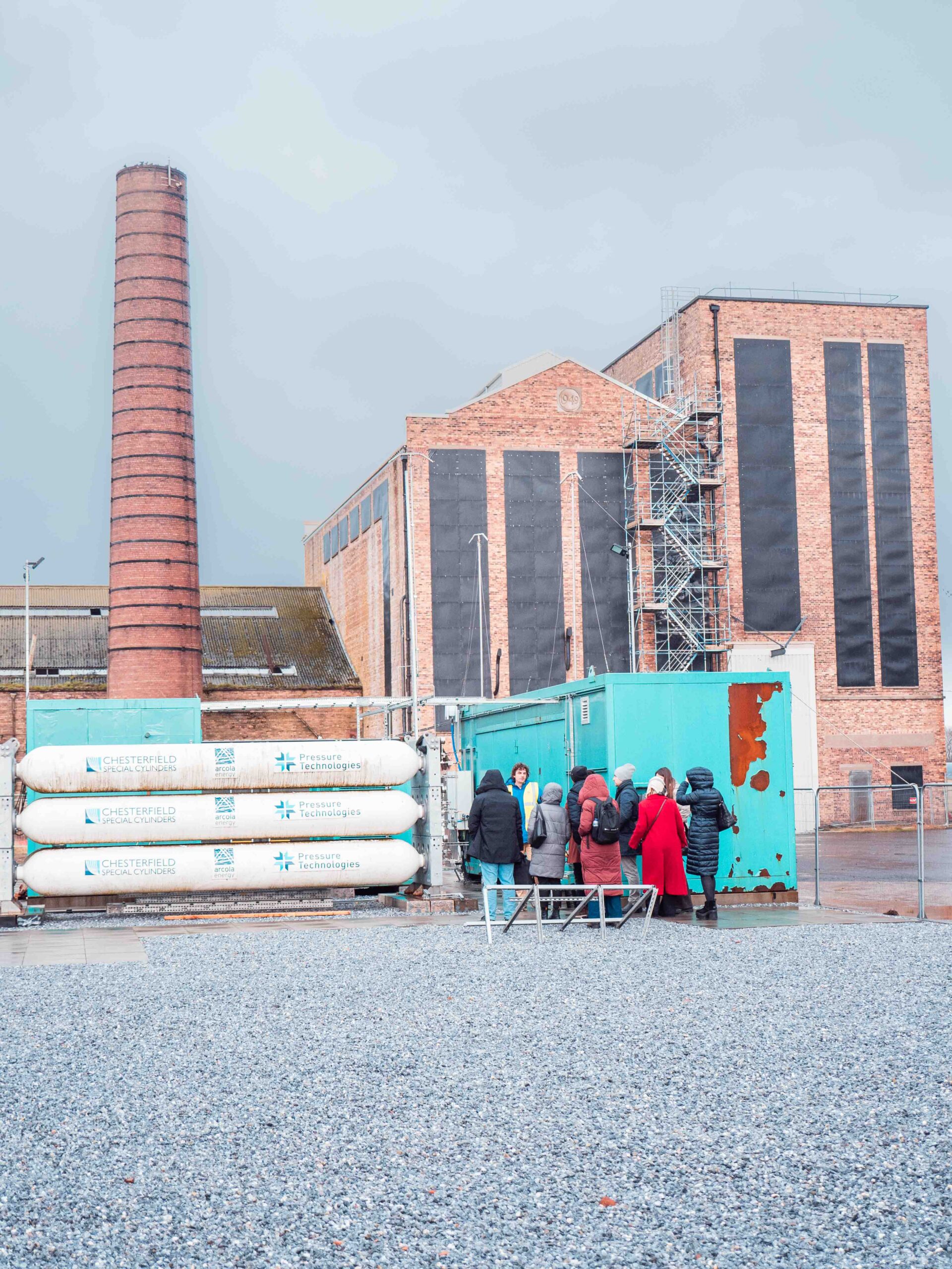Eden Campus Edinburgh Exterior shot of a hydrogen facility with big chimney
